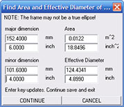 Estimate the effective diameter and area of an oval driver.