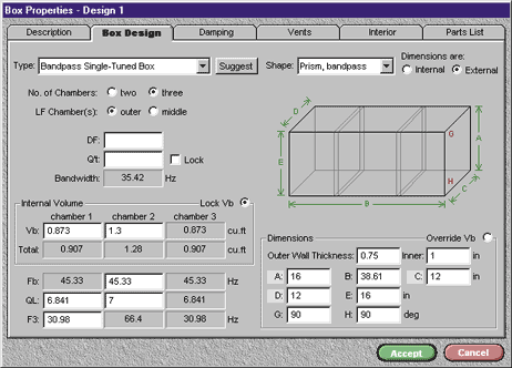 The "Box Design" tab of the Box Properties window.