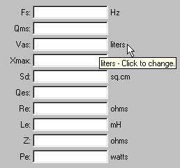 Click on a unit label to increment it to the next available value.